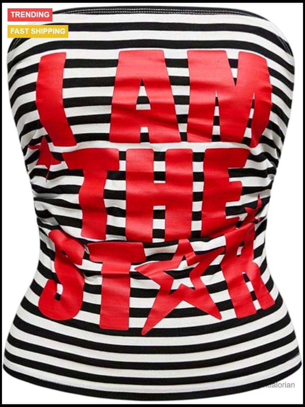 Striped Graphic Tube Top Strapless Fitted Bandeau Crop Top